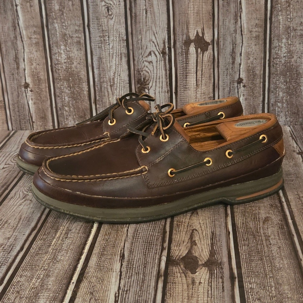 Sz 11 M Mens Sperry Gold Cup Brown Leather 2 Eye Boat Shoes Vibram Sole VGUC